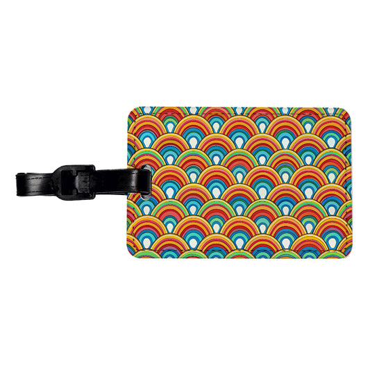 Retro Rainbow Pattern Travel Faux Leather Luggage Tag