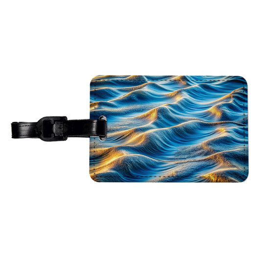 River Lake Waves Travel Faux Leather Luggage Tag