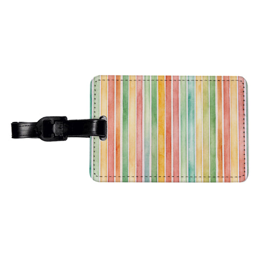 Striped 70s Wallpaper Travel Faux Leather Luggage Tag