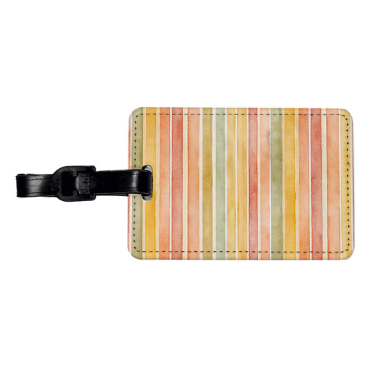 Striped Tonal 70s Wallpaper Travel Faux Leather Luggage Tag