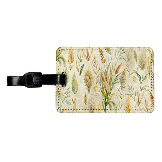 Wild Grasses Background Travel Faux Leather Luggage Tag