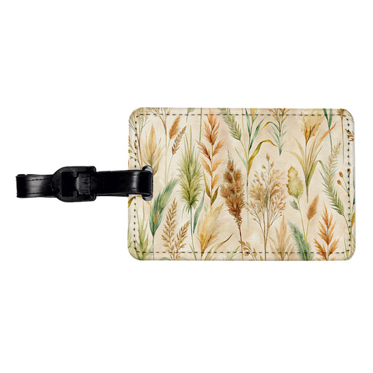 Wild Grasses Wheat Pattern Travel Faux Leather Luggage Tag