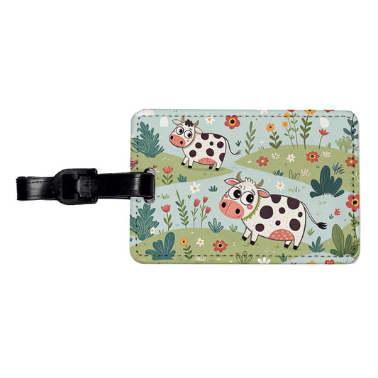 Adorable Dairy Cows Travel Faux Leather Luggage Tag