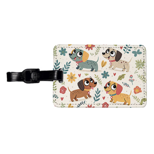 Adorable Dogs Travel Faux Leather Luggage Tag