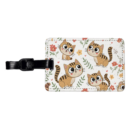 Adorable Tabby Cats Travel Faux Leather Luggage Tag