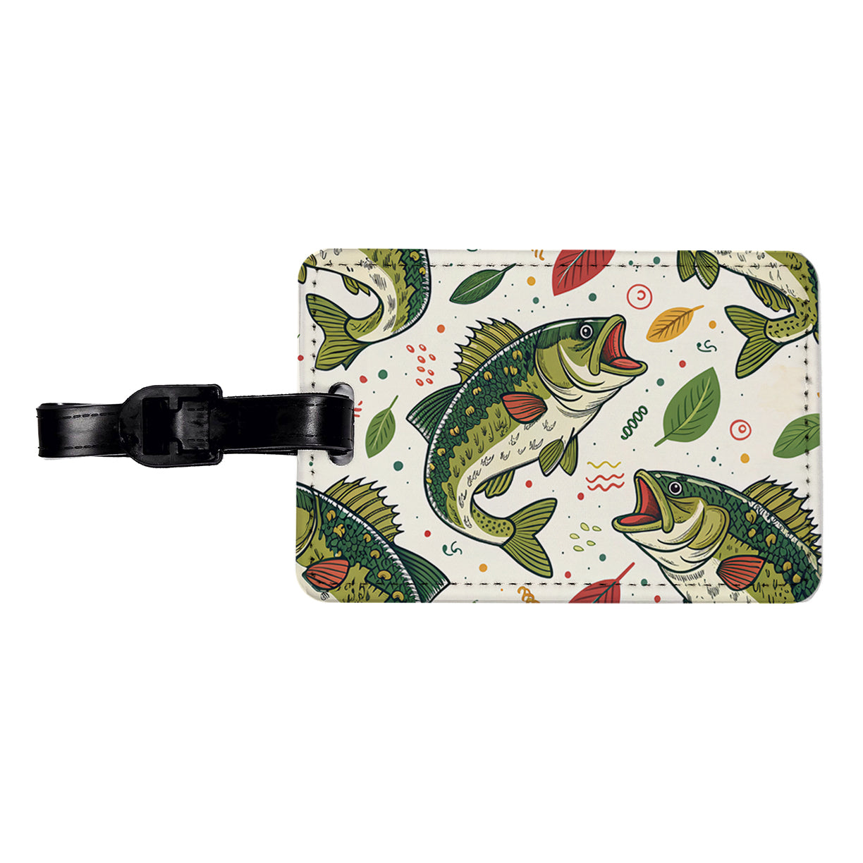 Bass Fish Fishing Cute Cartoon Travel Faux Leather Luggage Tag