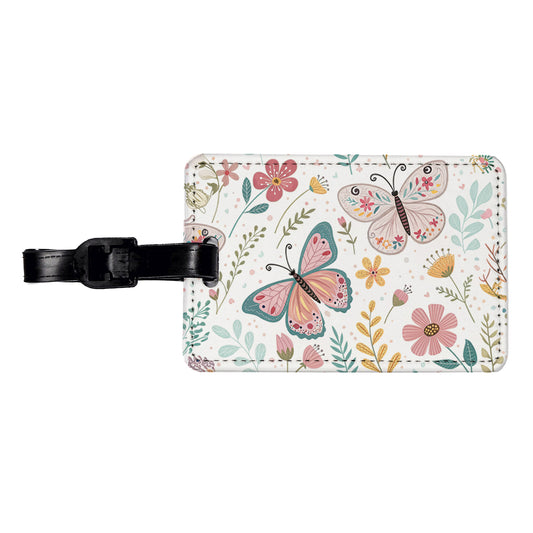 Cute Butterflies Pastel Travel Faux Leather Luggage Tag