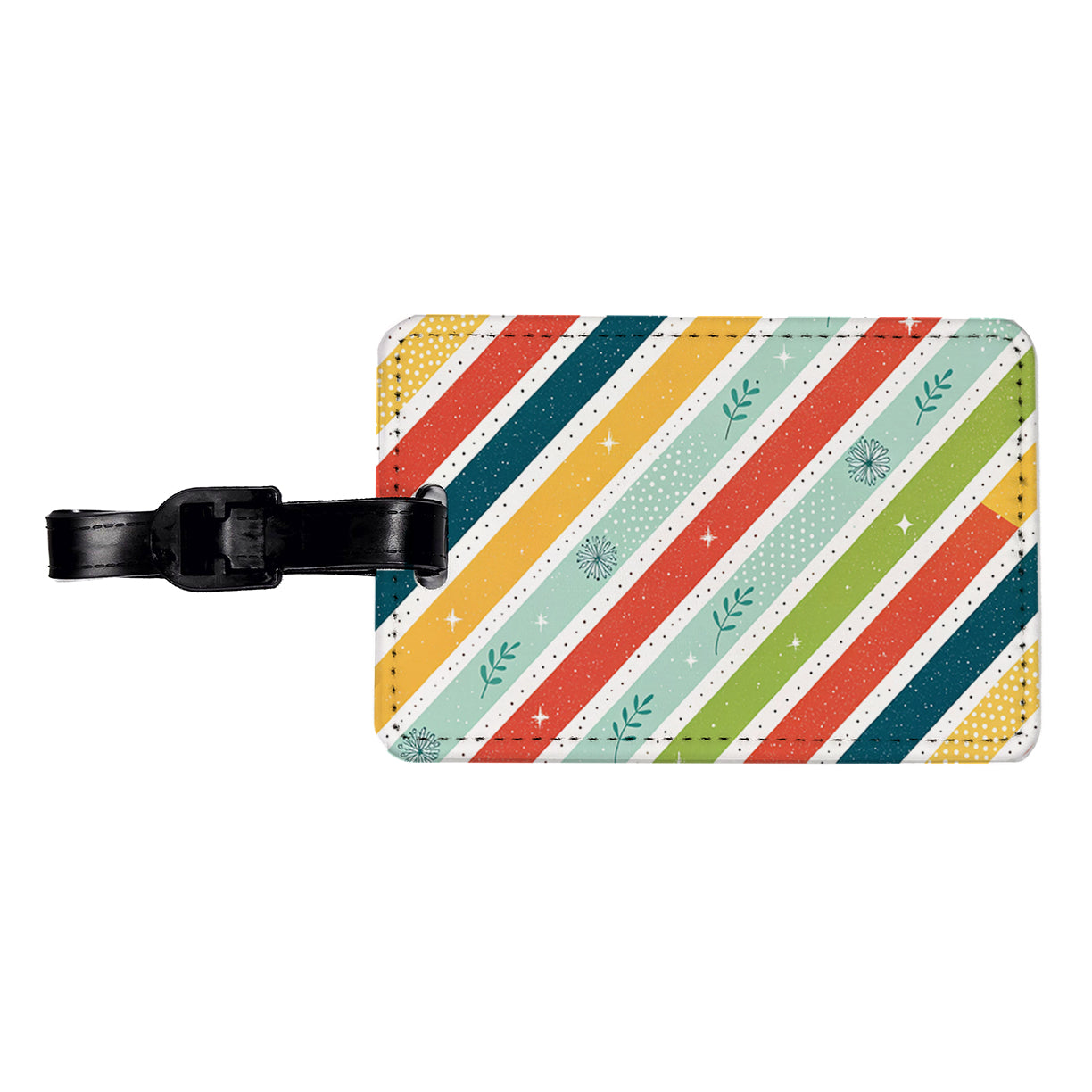 Cute Diagonal Stripes Travel Faux Leather Luggage Tag