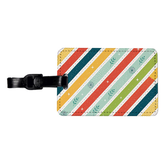 Cute Diagonal Stripes Travel Faux Leather Luggage Tag