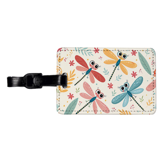 Cute Dragonflies Travel Faux Leather Luggage Tag
