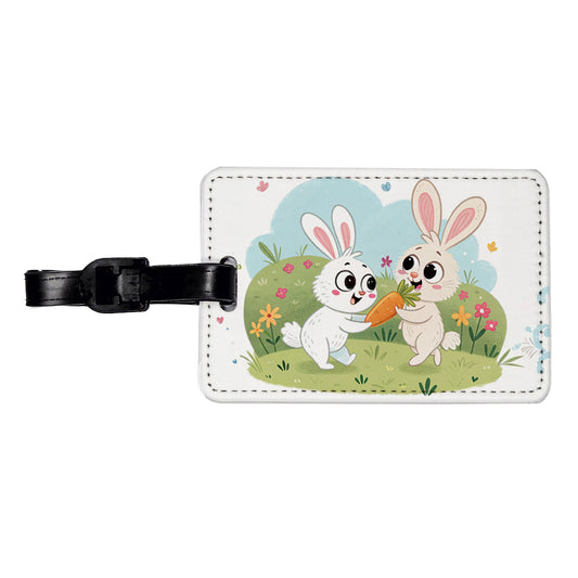 Cute Rabbits Bunnies Easter Travel Faux Leather Luggage Tag