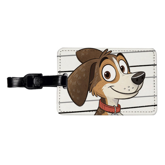 Dog Mug Shot Travel Faux Leather Luggage Tag