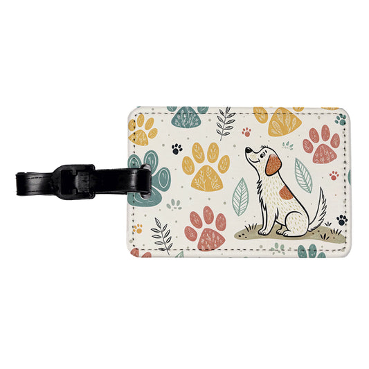Dog Paw Prints Adorable Travel Faux Leather Luggage Tag