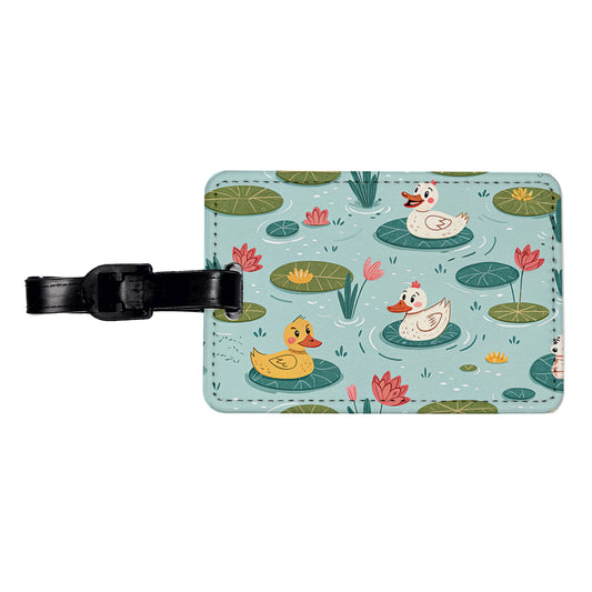 Ducks In Pond Travel Faux Leather Luggage Tag