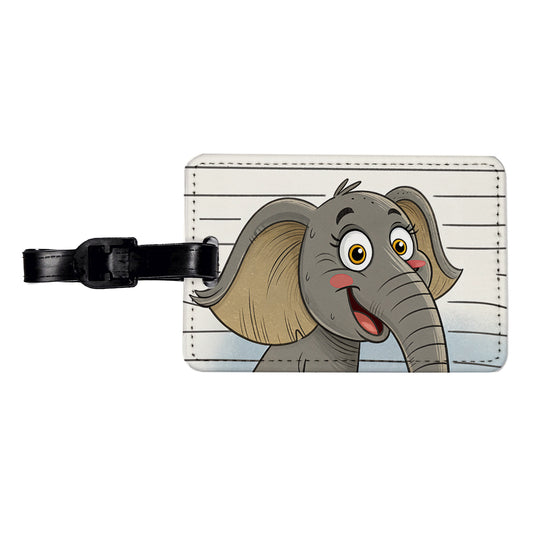 Elephant Mug Shot Travel Faux Leather Luggage Tag