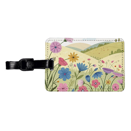 Field Of Corncockle Flowers Travel Faux Leather Luggage Tag