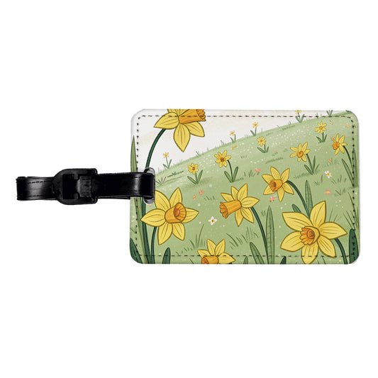 Field Of Daffodils Flowers Travel Faux Leather Luggage Tag