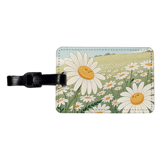 Field Of Daisies Daisy Flowers Travel Faux Leather Luggage Tag