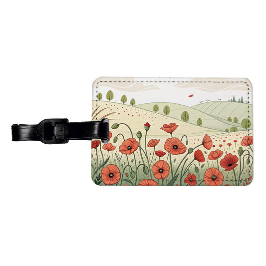 Field Of Poppies Poppy Flowers Travel Faux Leather Luggage Tag