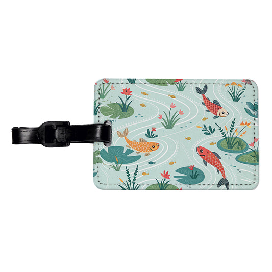 Fish Swimming In Pond Travel Faux Leather Luggage Tag