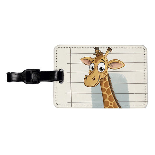 Giraffe Mug Shot Travel Faux Leather Luggage Tag