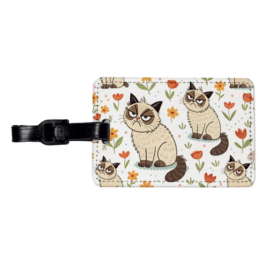 Grumpy Persian Cat Travel Faux Leather Luggage Tag