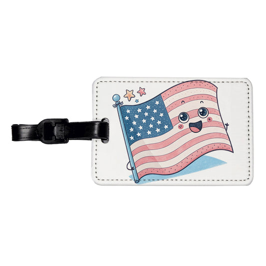 Kawaii American USA Flag Travel Faux Leather Luggage Tag