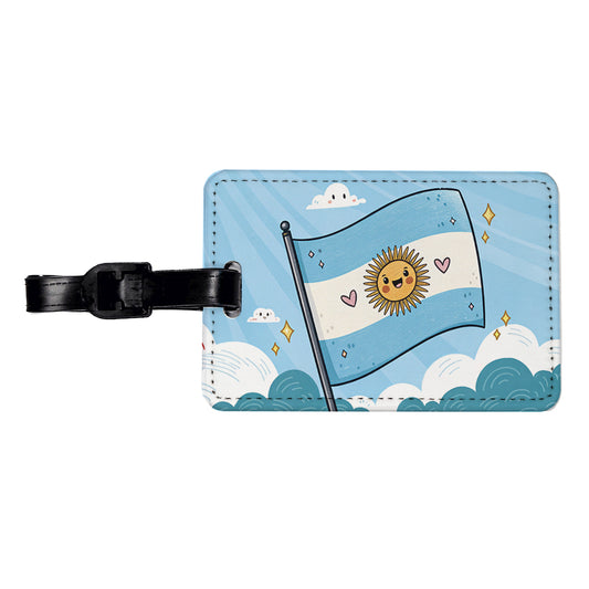 Kawaii Argentina Flag Travel Faux Leather Luggage Tag