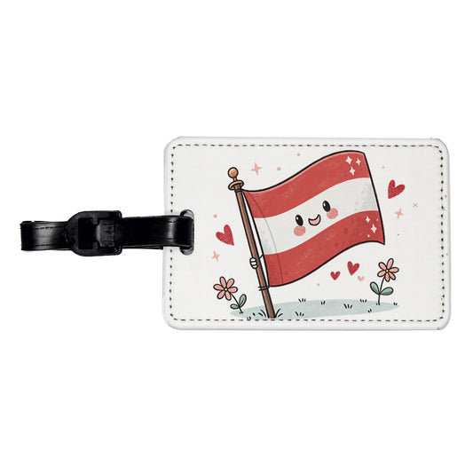 Kawaii Austrian Flag Travel Faux Leather Luggage Tag