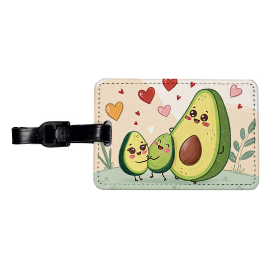 Kawaii Avocadoes And Hearts Travel Faux Leather Luggage Tag