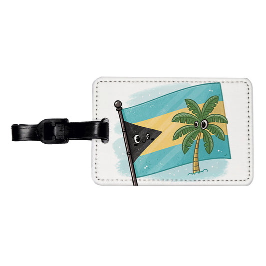 Kawaii Bahamas Flag Travel Faux Leather Luggage Tag