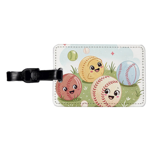 Kawaii Baseballs Travel Faux Leather Luggage Tag