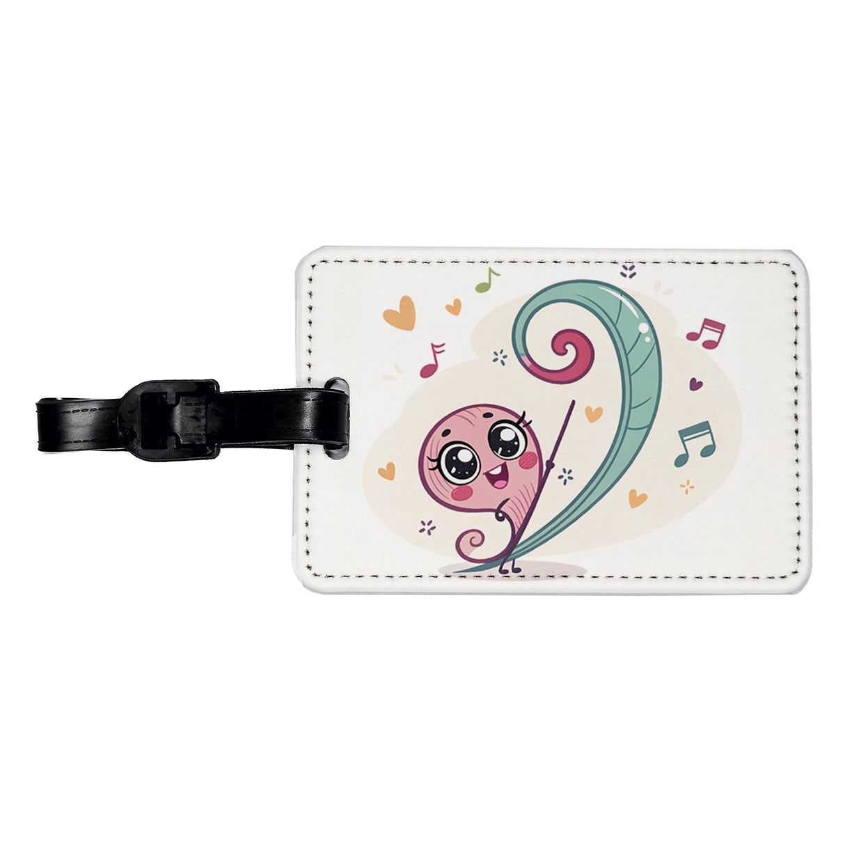 Kawaii Bass Clef Music Travel Faux Leather Luggage Tag