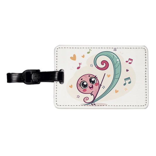 Kawaii Bass Clef Music Travel Faux Leather Luggage Tag