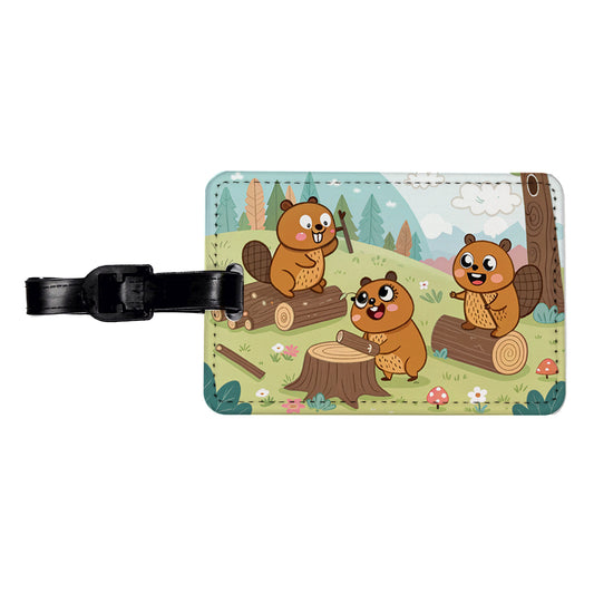 Kawaii Beavers Travel Faux Leather Luggage Tag