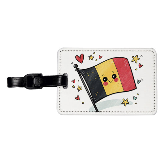 Kawaii Belgium Flag Travel Faux Leather Luggage Tag