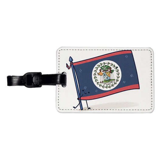 Kawaii Belize Flag Travel Faux Leather Luggage Tag