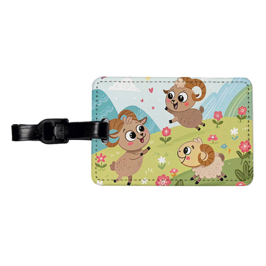 Kawaii Bighorn Sheep Travel Faux Leather Luggage Tag