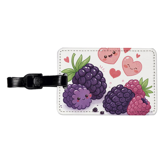 Kawaii Blackberries And Hearts Travel Faux Leather Luggage Tag