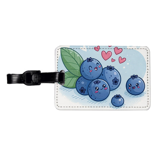 Kawaii Blueberries And Hearts Travel Faux Leather Luggage Tag