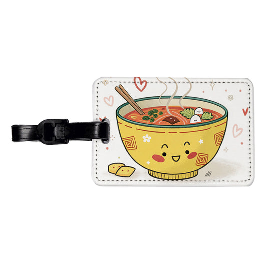 Kawaii Bowl Of Soup Travel Faux Leather Luggage Tag