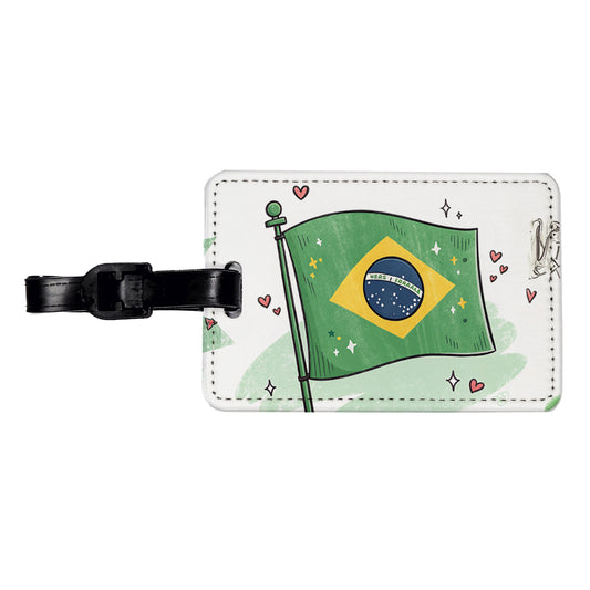 Kawaii Brazil Flag Travel Faux Leather Luggage Tag
