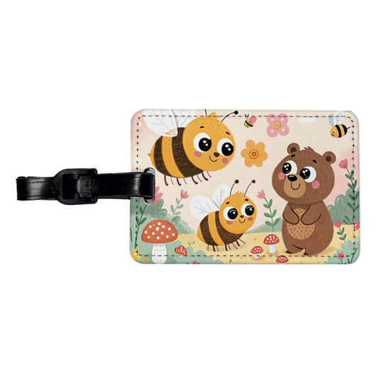 Kawaii Bumble Bees Bear Travel Faux Leather Luggage Tag