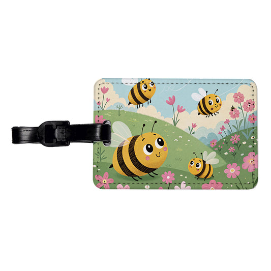 Kawaii Bumble Bees Travel Faux Leather Luggage Tag