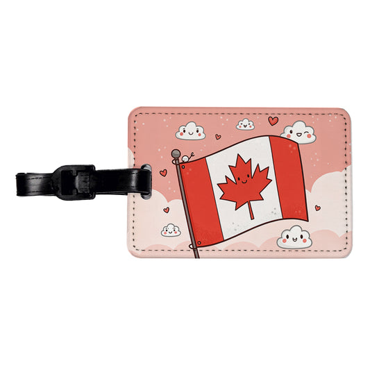 Kawaii Canada Flag Travel Faux Leather Luggage Tag
