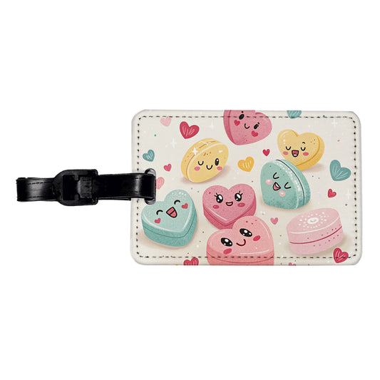 Kawaii Candies And Hearts Valentine's Day Travel Faux Leather Luggage Tag