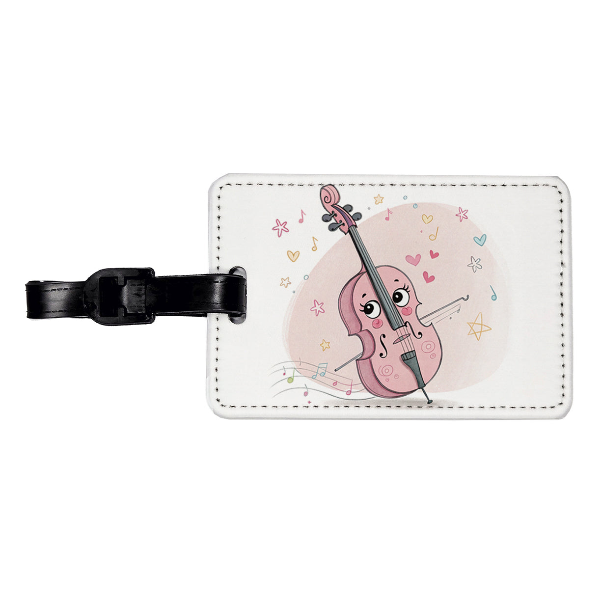 Kawaii Cello Music Travel Faux Leather Luggage Tag