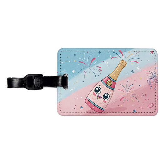 Kawaii Champagne Celebrate Travel Faux Leather Luggage Tag