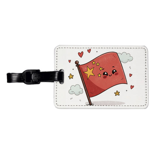 Kawaii China Flag Travel Faux Leather Luggage Tag