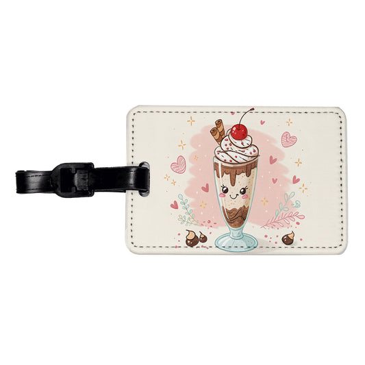 Kawaii Chocolate Milk Shake Travel Faux Leather Luggage Tag